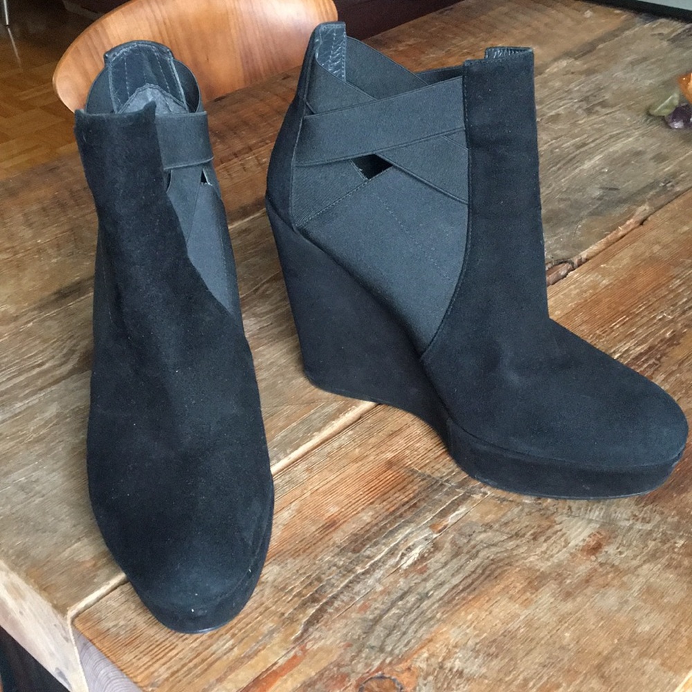 Stuart Weitzman suede platform booties